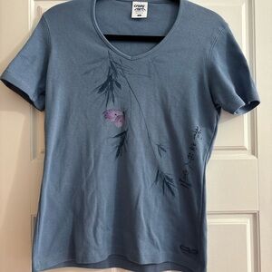 Crazy Shirts Blue Short-Sleeve V-Neck Tee with Butterfly Graphic